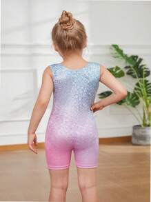 Mamelucos de gimnasia para niñas, de color rosa con brillo y verde, mamelucos de actividad con brillo dorado para danza