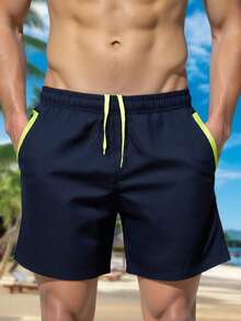 MADHERO Men Swim Trunks With Zipper Pockets Quick Dry Bathing Suits Mesh Lining - Blue - View 1