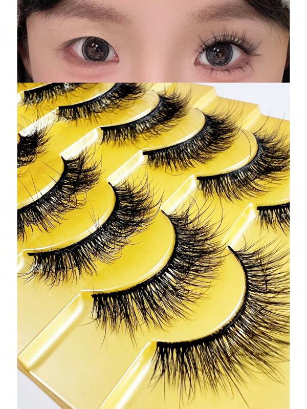 10 pièces/set Faux-cils style coréen one-piece, 10 paires de cils bouclés et épais effet permanente à l'eau, bande invisible, réutilisable, naturel et dramatique Courbe D pour la scène et le quotidien