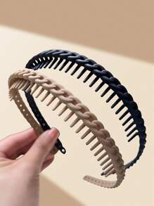 2 Pieces Of Women's Anti Slip Dental Headband, Curved Headband, Fashionable Hair Accessories, High-End Atmosphere, Suitable For Daily Wear, Outdoor Activities, Face Washing And Makeup Accessories, Hair Clips, Casual Hair Accessories