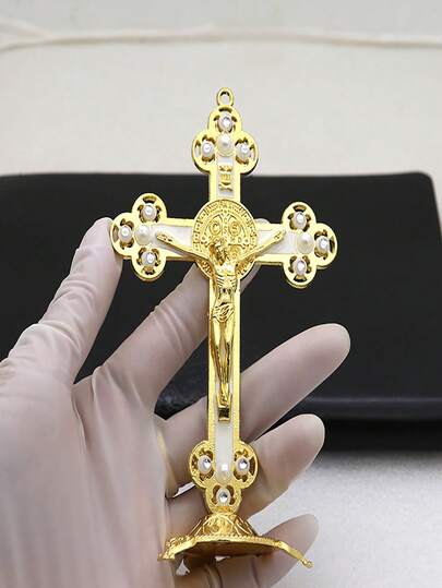 1 pieza Estatua de RORPOIR de Jesús cargando la cruz, decoración cristiana, escultura religiosa de la crucifixión para el hogar y la Iglesia Católica