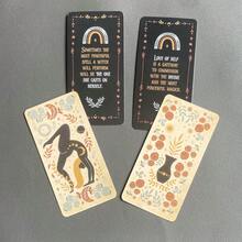 女巫魔法神谕卡 - 40 张迷你精美卡片（10.3*6 厘米）来自动物王国的积极灵感塔罗牌神谕卡，双面指导和激励卡游戏 - 卡其色 - 查看 3