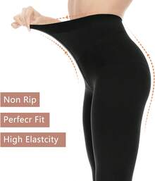 Citystl Opaque Black Tights Women, 80D Tummy Compression Plus Size Tights, Control Top Microfiber Pantyhose Women - Clover Green - View 10