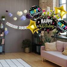 5pcs Foil Balloons For Birthday Party Decoration, Suitable For Birthdays, Holidays, Anniversaries, And Other Themed Events