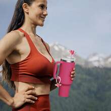 2pcs Straw Cover Set, Straw Cap + Pearl Chain, Pearl Chain Heart Wing Angel Wing Heart Straw Cap, Straw Cover Dust Cap - Multicolor - View 4