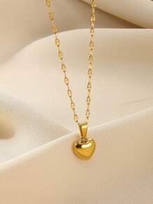 1 pièce Collier pendentif cœur de couleur or punk pour femmes. Chaîne de cou en acier inoxydable en forme de cœur, accessoire de bijoux Y2K