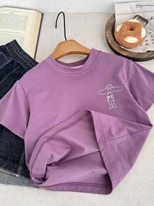 2025年夏季新款儿童卡通圆领套头衫男童 - 紫色 - 查看 7