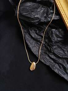 1pc Handmade Geometric Asymmetrical Zinc Alloy Heart Necklace - Yellow Gold - View 5