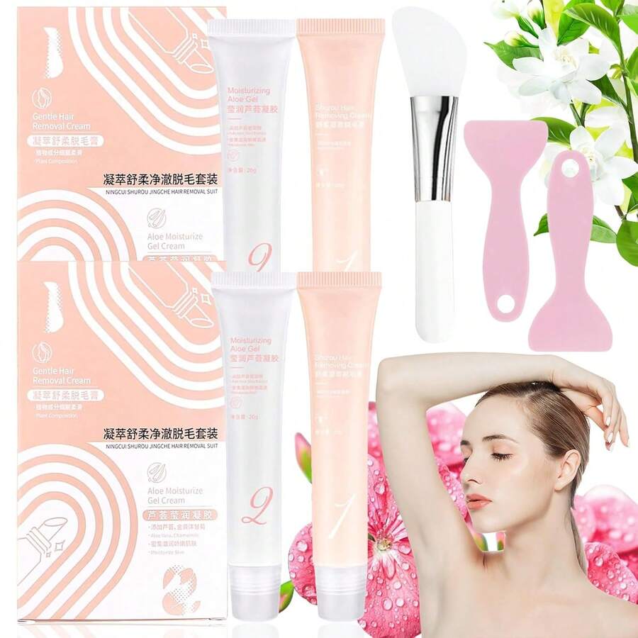Auures Hair Removal Cream, Auures Hair Removal Kit For Women Face, Long Lasting Smooth Skin, Gentle On Sensitive Skin, Suitable For All Skin Types(2PCS) - 白色 - 查看 1