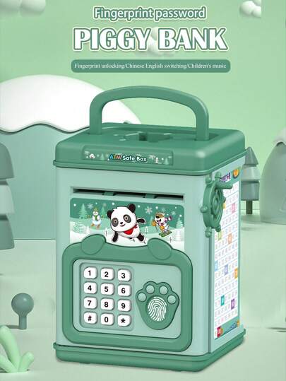 大容量 ATM 存钱罐，指纹锁，硬币滚动音效，适合男孩和女孩的儿童玩具礼物，随机包含一些配件（不含电池）