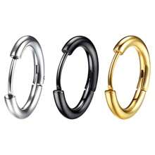 1 pièce/3 pièces Boucles d'oreilles simples et mode en acier de titane pour hommes et femmes, boucles d'oreilles créoles lisses, clips d'oreille