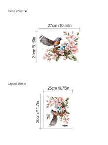 mama look 1/2 Pcs Removable PVC Wall Sticker With Turtle Leaf, Giraffe, Birds On Flower Branches, Bird Nest, Cartoon Wall Art Decoration For Bedroom, Living Room, Office, Bathroom