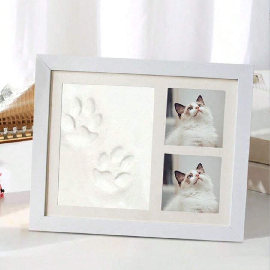 1PC Pet Handprint & Footprint Photo Frame, Baby Ink Pad, DIY Frame For Baby Hand/Foot Prints, Hollow Baby First Birthday Footprint