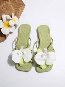 Zapatillas de tacón plano con estampado floral francés para mujer, nuevas sandalias de verano de moda casual, apropiadas para citas, fiestas, ir al trabajo, compras, reuniones, vacaciones, playa