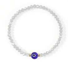 1 pieza Pulsera elástica de diseño de ojo malvado con cuentas de cristal de corte de moda para mujer