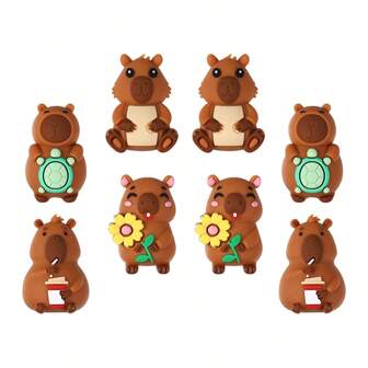 8Pcs Cute 3D Capybara Silicone Beads - Silicone Focal Beads, Fashion Designs, Beads For Jewelry Making, Perfect For DIY Bracelets, Beaded Pen Accessories, Holiday Party Decorations, Keychains And Other Handmade Crafts - Ideal Gift