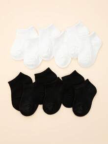 6 pares de calcetines tobilleros suaves y lindos, adecuados para bebés y niños - Blanco y Negro - Ver 4