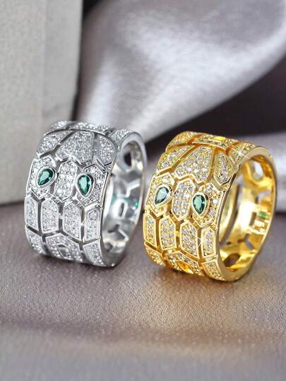 1 قطعة خاتم ذو نمط زهري مركب متعدد الجوانب ودائري ولامع على شكل قطرة بتصميم مفرغ عريض، مناسب للنساء، لارتداء في المناسبات الرسمية، متعدد الاستخدامات، هدية رائعة للكبار والآباء والمدرسين