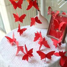 1 pieza Guirnalda de mariposas de papel 3D con banderas de colores, adecuada para bodas, fiestas, cumpleaños, decoración colgante de vacaciones DIY, decoración de guirnalda de mariposas 3D, banderas vibrantes etéreas, de color aleatorio (a juego para bodas, fiestas, vacaciones), alegre decoración de mariposas de colores que agrega un ambiente romántico