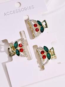 3 件波西米亚樱桃金属合金发夹套装，优雅精致的水钻樱桃闪亮方形矩形椭圆形发饰，适合女士，适合侧刘海、迷你发夹，四季旅行和度假美容爪夹 - 彩色 - 查看 17