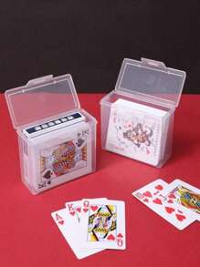 1pc Transparent Plastic Playing Card Storage Box, Card Container, Jewelry And Small Item Organizer Box, Suitable For Poker, Bridge, Standard Cards - Random Color