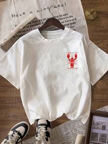 Sommer Ausgehshirt mit Grafik, Damen Lässig Rundhals Kurzarm T-Shirt