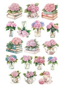 Set da 17 pezzi di adesivi vintage di cartoni animati, fiori, girasoli, rose, per fai-da-te, scrapbooking, album, junk, planner, diario, decorazioni per la scuola, articoli per il ritorno a scuola
