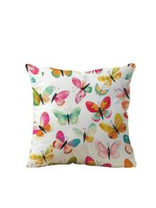1pc/4pcs Colorful Butterfly & Floral Printed Throw Pillow Case, Home Decor Sofa Cushion Covers For Bedroom, Car