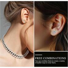 Batiyeer 6 Pcs Hip Hop Cuban Jewelry Set 13mm Diamond Cuban Link Necklace Stud Earrings For Women Men Fake Jewelry Gift - 16inch - View 7