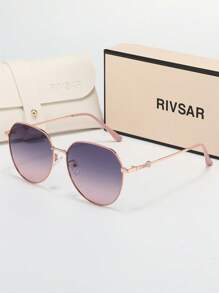 Óculos de sol polarizados redondos elegantes e retrô RIVSAR de metal para mulheres, óculos de sol tipo gatinho para lazer ao ar livre, festa, viagem, reunião, verão, proteção solar de alta qualidade, presente de marca para festivais, presente ideal para o Dia dos Namorados, Natal, Halloween