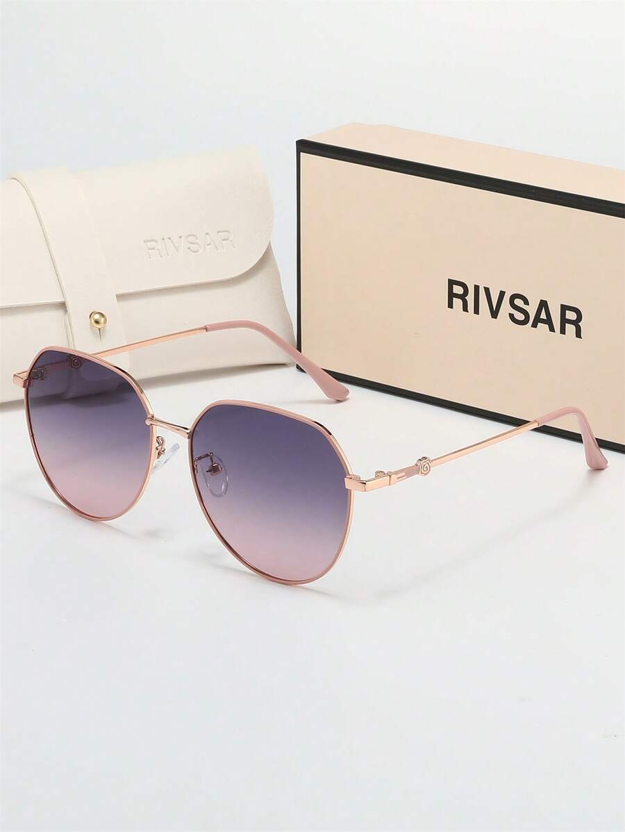Óculos de sol polarizados redondos elegantes e retrô RIVSAR de metal para mulheres, óculos de sol tipo gatinho para lazer ao ar livre, festa, viagem, reunião, verão, proteção solar de alta qualidade, presente de marca para festivais, presente ideal para o Dia dos Namorados, Natal, Halloween