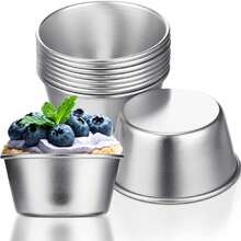 10 Tart Moulds Pudding Cups Stainless Steel Dipping Cups Reusable Round Non-Stick Baking Cups Are Suitable For Outdoor Camping Cookware - 1 - View 1