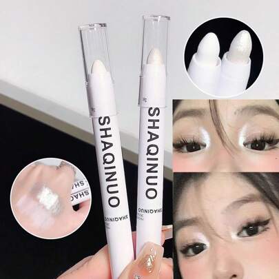 SHAQINUO White Eyeliner Pencil, Highlighter Stick, Smooth Application, Easy To Color, Localized Highlighting, Can Highlight Eye Corner, Nose Bridge, Brow Bone, Tear Duct To Modify Eye Contour And Create Sparkling Eye Makeup