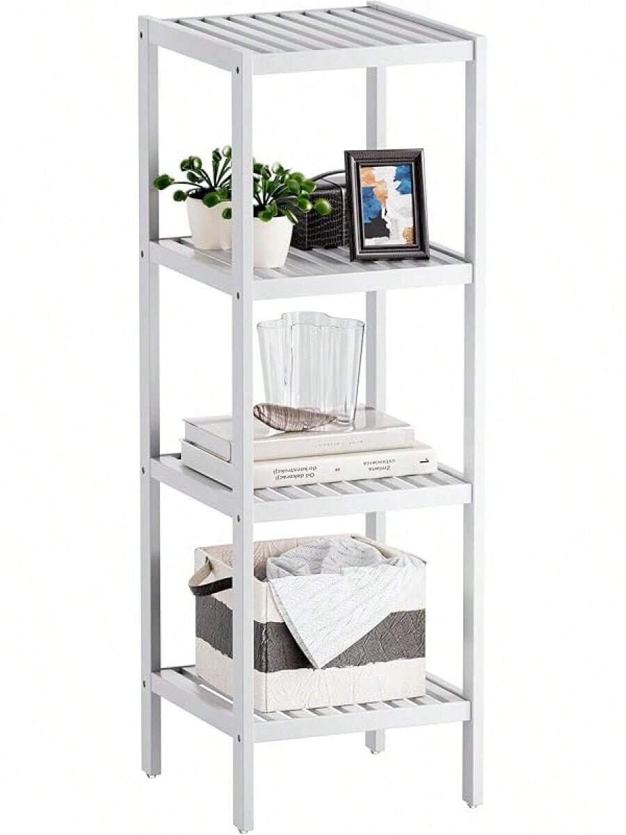 Mensola da bagno, organizer in bambù a 4 ripiani, mensola multifunzionale per soggiorno, camera da letto e cucina (naturale)