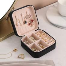1pc Portable Multi-Functional Jewelry Box With Storage Bag, PU Leather Jewelry Ring Box Necklace Box Jewelry Box Oxidation Proof Birthday Gift, Super Large Capacity Jewelry Box For Earrings, Rings, Bracelets, Necklaces, Hair Accessories, Suitable As Gift For Girlfriends, Friends, Girls For Holiday Or Birthday Summer Goods For Women Storage Organizer Gift Back To School