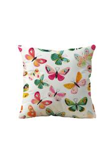 1pc/4pcs Colorful Butterfly & Floral Printed Throw Pillow Case, Home Decor Sofa Cushion Covers For Bedroom, Car