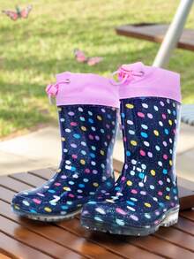 Comfortable Polka Dot Rain Boots, Suitable For Active Girls - Perfect For Puddle Jumping And Backyard Adventures - Multicolor - View 2
