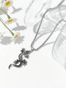 1 件时尚欧美复古独特嘻哈壁虎吊坠项链，全镶嵌水钻，适合男女休闲街头穿着 - 彩色 - 查看 14