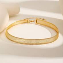 1 Stück 18 Karat vergoldetes einfaches Mode Halsketten, Ohrringe und Schlüsselbein Kette Set