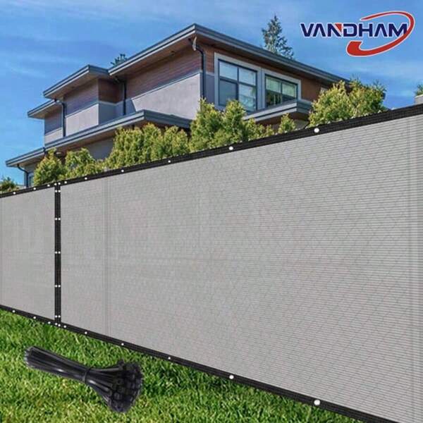VANDHAM VANDHAM Heavy-Duty Privacy Fence Panel - Breathable Outdoor Decorative Screen, 91-100% Sun Blocking, Durable Outdoor Privacy Screen For Patio, Garden And Driveway, Easy Installation, Gray, Garden Fencing | Multipurpose Outdoor Decor | Flexible Installation, Outdoor Fence