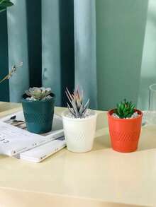 3个装北欧创意花盆家居客厅装饰干花插花耐震塑料加厚花盆干湿插花容器水培花瓶多肉植物绿藤蔓鲜花仙人掌绿植盆栽适合客厅卧室阳台盆栽户外种植居家园艺用品 - 彩色 - 查看 4