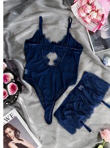 1 pieza Mono con lentejuelas y lentejuelas sexy para mujer, apto para uso en casa y ropa interior
