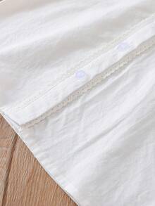 女童花卉蕾丝棉质校园风衬衫 - 白色 - 查看 5