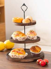 Creative European-Style Dessert Kitchen Restaurant Double-Layer Three-Layer Cake Tray Wooden Dessert Table Decoration Tray Cake Dessert Rack Party Hotel Tray Fruit Plate