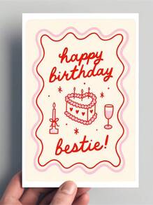 1 pieza Tarjeta de cumpleaños sincera para la mejor amiga con un poema de amor divertido, diseño rosa y blanco - Regalo de cumpleaños ideal de primavera para la mejor amiga, tarjeta de cumpleaños para la mejor amiga | Encantadora estética | Tarjeta de papel