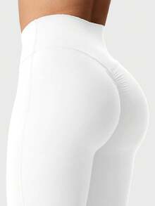 RUNONWHEELS 5 High Waist Flare Yoga Pants, Women Butt Lifting Tight Leggings, Women High Waist Criss-Cross Flare Tight Pants - White - View 4