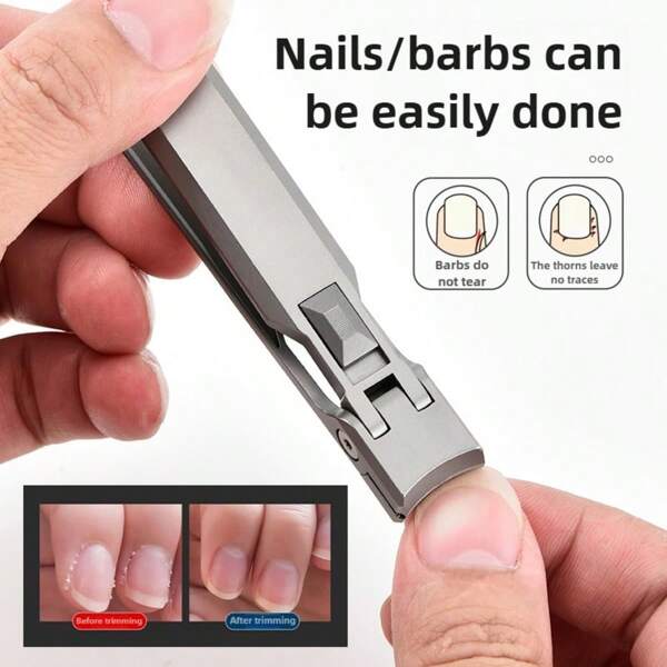 1 pieza Cortaúñas de metalurgia de polvos, de apertura extra grande, anti-salpicaduras, de alta calidad, diseño ergonómico, de grado profesional, fácil de agarrar, afilado y duradero, adecuado para uñas gruesas y duras de los dedos de las manos y de los pies - Estilo minimalista