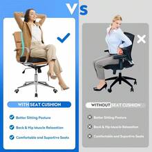 Ergonomic Memory Foam Seat Cushion With Non-Slip Base - Office Chair, Car, Airplane, Wheelchair & Bleacher Support - Pressure Relief For Back, Tailbone & Sciatica (Black) - Black - View 4