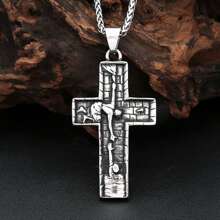 1pc Vintage Stainless Steel Cross Pendant With 60cm Chain, Suitable For Men & Women Daily Wear