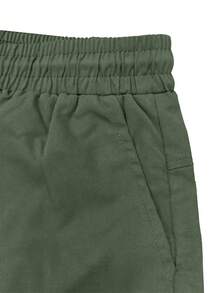 Men's Cool Multi-Pocket Design With Drawstring Detail Straight Leg Flattering Cargo Shorts - Army Green - View 7